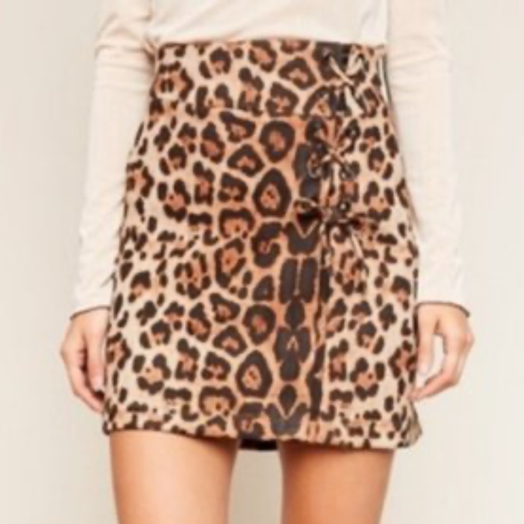 12 Leopard Print Lace Up Mini Skirt